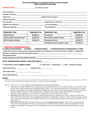 ASHG 2015 Annual Meeting Registration Form