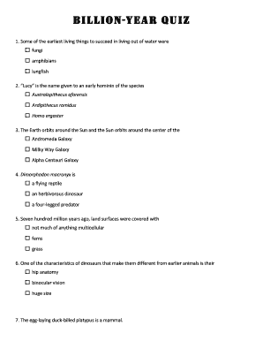 Billion-Year Quiz