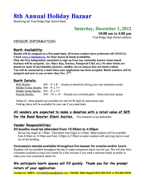 8th Annual Holiday Bazaar Application - bvrhsbandorgb