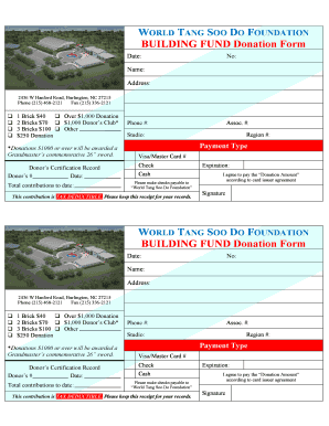 World Tang Soo Do Foundation Building Fund Donation Form