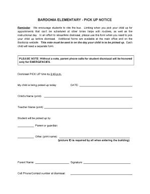 BARDONIA ELEMENTARY - PICK UP NOTICE - Google Docspdf - bardoniapta