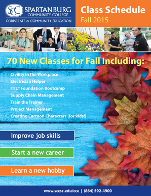 Class Schedule Class Listings Fall 2015 - Careers Training - sccsc