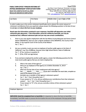 Public Employees' Pension Reform Act Membership Verification Form