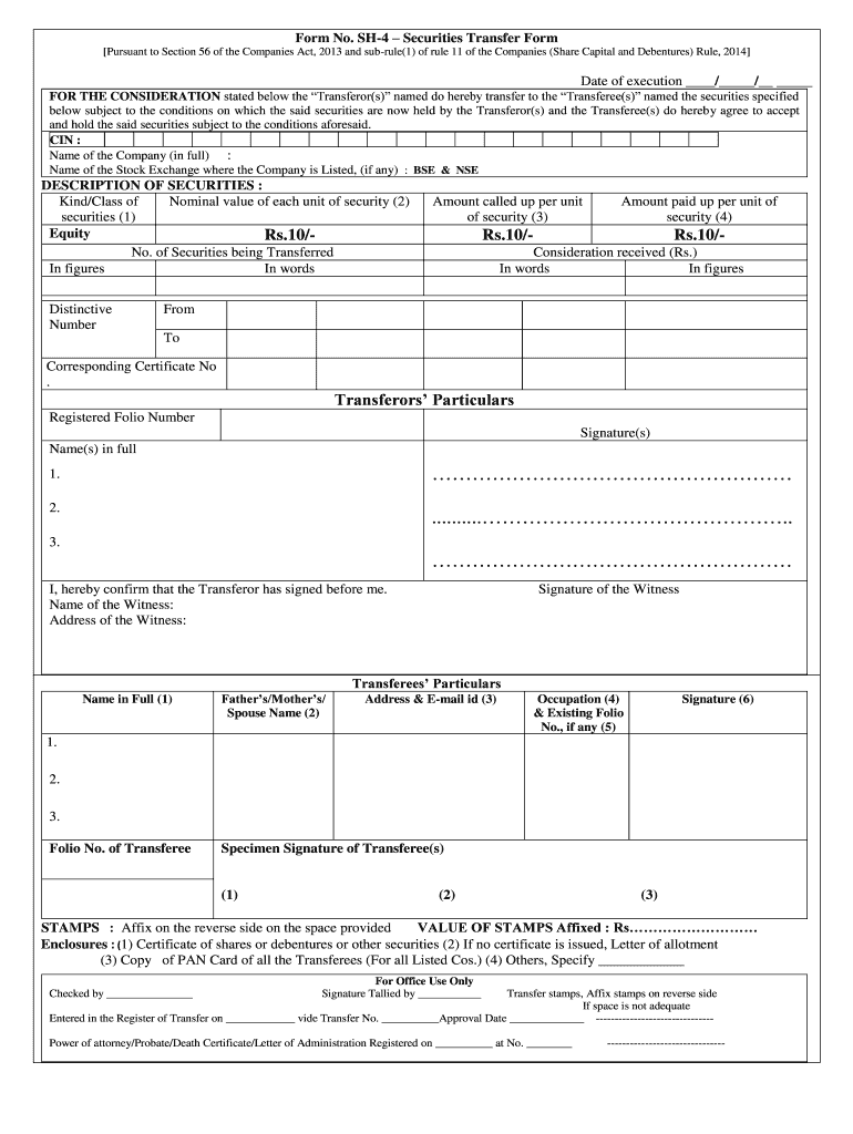 Fillable Online SH4 Securities Transfer Form Fax Email Print pdfFiller