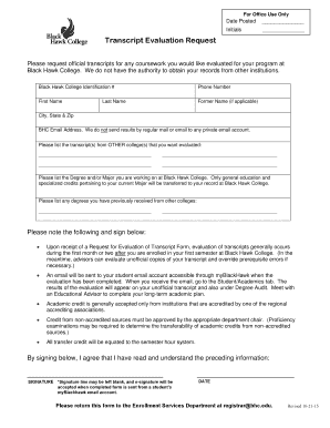 Transcript Evaluation Request Form