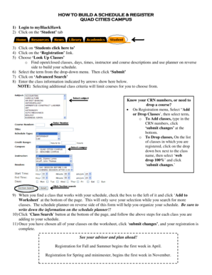 fillable online bhc how to build a schedule register quad cities
