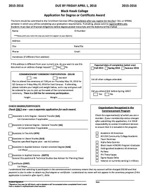 Black Hawk College Degree Application