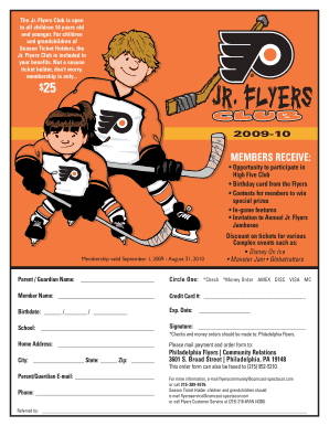 Jr. Flyers Club Membership Form