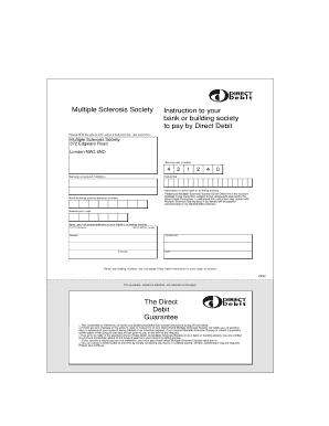 Multiple Sclerosis Society Direct Debit Instruction Form
