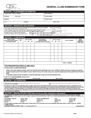 Green Shield Canada General Claim Submission Form