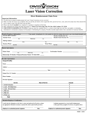 Laser Vision Correction Reimbursement Form