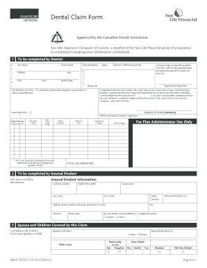 Canadian Dental Claim Form