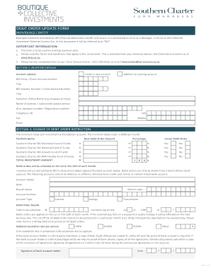 Debit Order Update Form