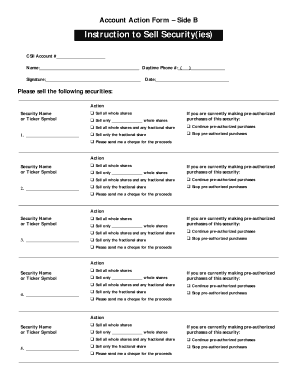 Account Action Form - Sell Securities