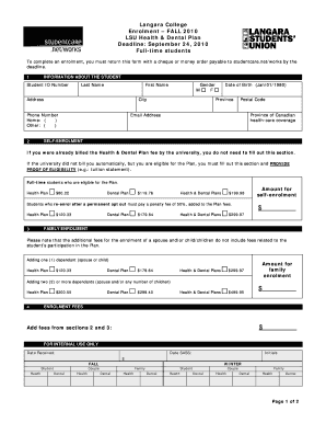 LSU Health & Dental Plan Enrolment Form