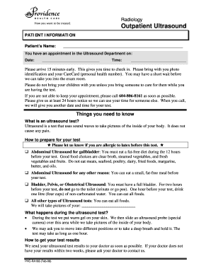 Outpatient Ultrasound Appointment Form