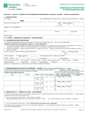 DEMANDE DE PRESTATIONS D’ASSURANCE MALADIE