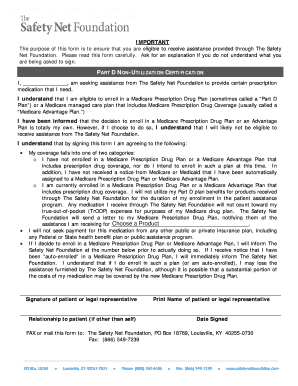 Medicare Part D Non-Utilization Certification