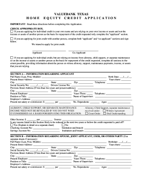 Texas Home Equity Credit Application
