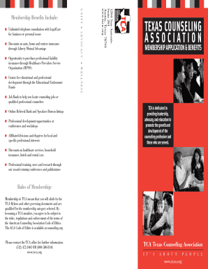 Texas Counseling Association Membership Application