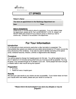 CT Spine Appointment Form
