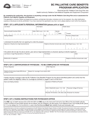 BC Palliative Care Benefits Program Application