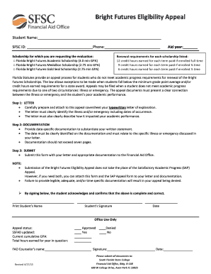 Bright Futures Eligibility Appeal Form