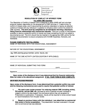 Conflict of Interest Resolution Form