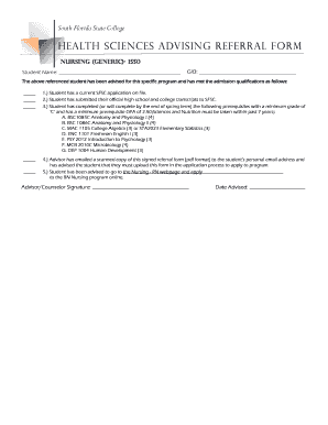 Health Sciences Advising Referral Form