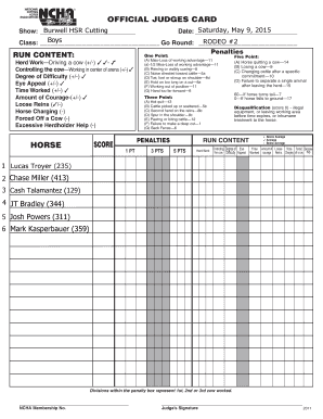 Official Judges Card