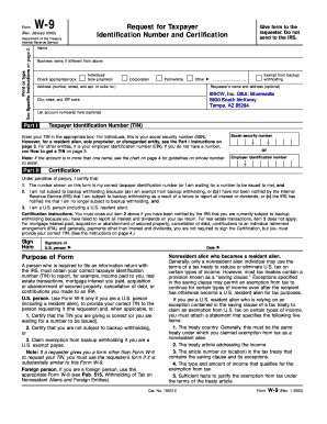 Form W-9 Request for Taxpayer Identification Number and Certification