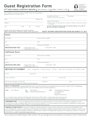 Guest Registration Form for AANS Annual Scientific Meeting