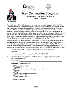 Neurosurgery Advocates in Touch with Congress Form