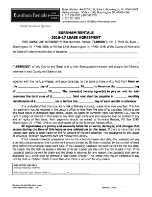 Burnham Rentals Lease Agreement