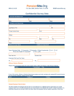US Business Pension Plan Survey Form