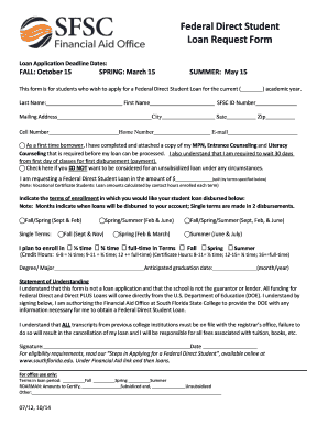 Federal Direct Student Loan Request Form