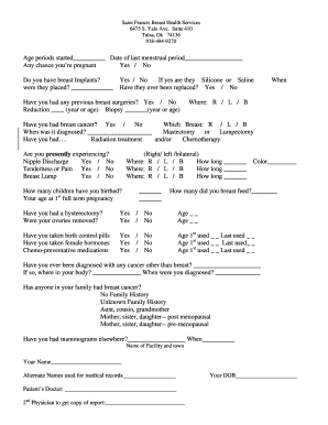 Breast Health Medical History Form