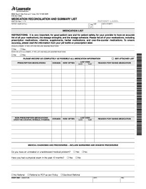 Medication Reconciliation and Summary List