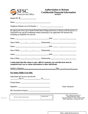 Authorization to Release Confidential Financial Information