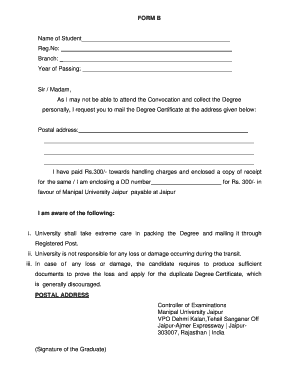Degree Certificate Request Form