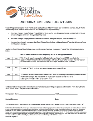 Authorization to Use Title IV Funds