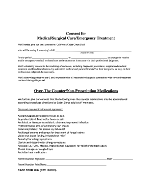 California Cadet Corps Medical Consent Form