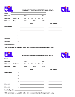 Relay Team Registration Form