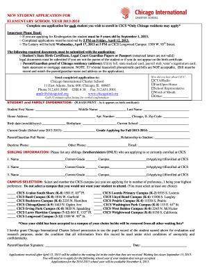 Chicago International Charter School Application