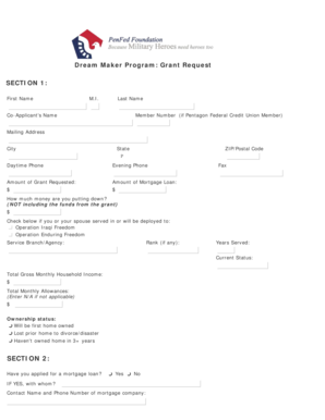 Dream Maker Program Grant Request