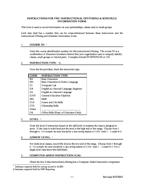 Instructional Offering and Schedule Information Form
