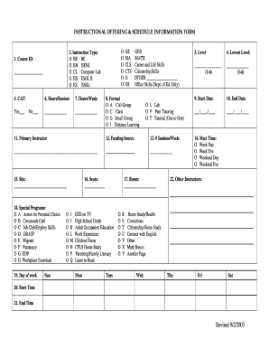 Instructional Offering Schedule Information Form