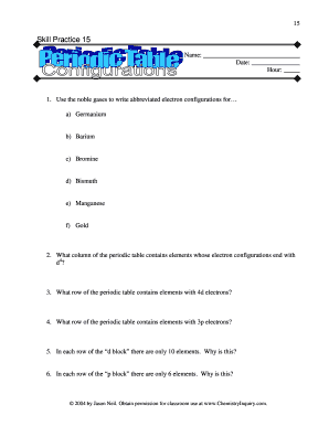 periodic table configurations skill practice 15