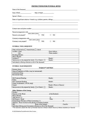 Funeral Rites Instructions