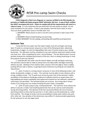 BSA Pre-Camp Swim Check Form